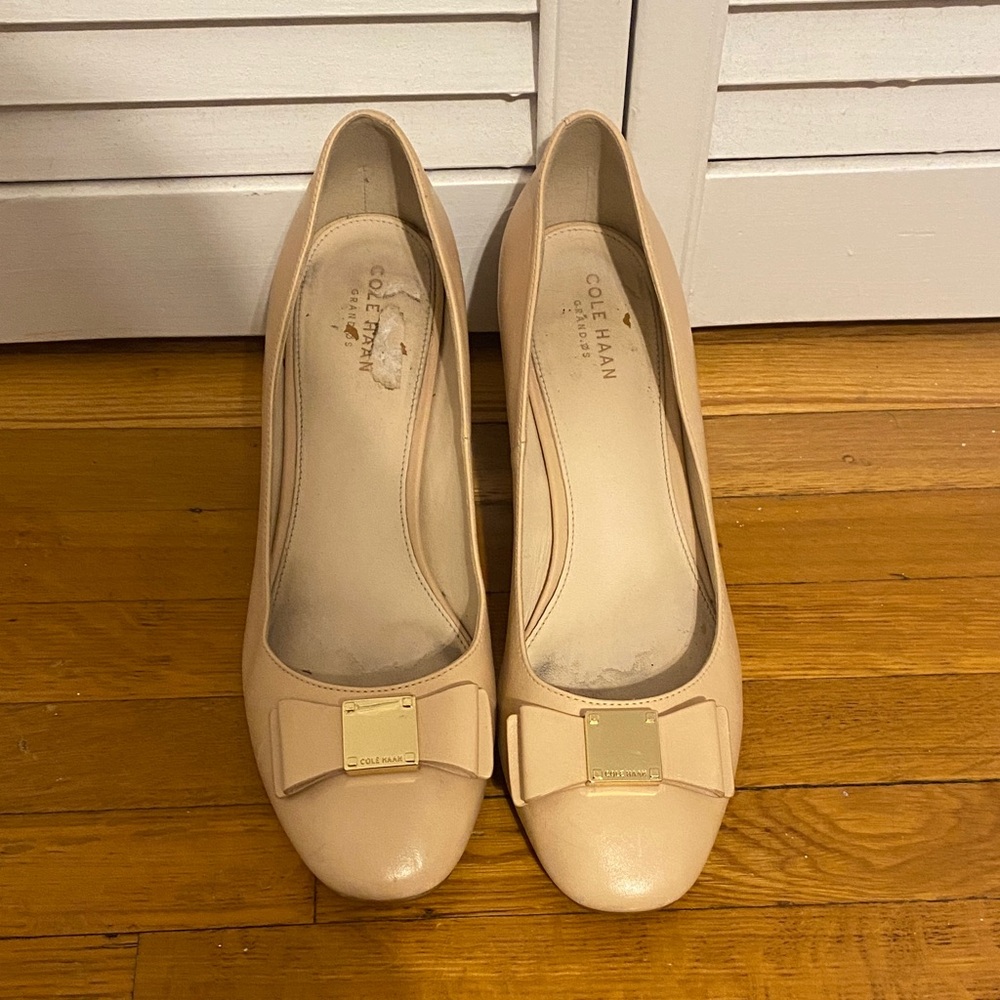Cole Haan Women's Nude Pink Bow Heels